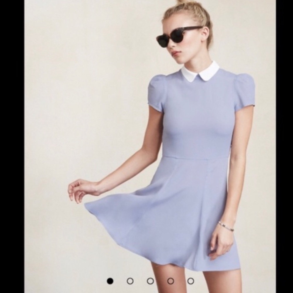 Reformation Light Blue Peter Pan Collar Dress Sz 4